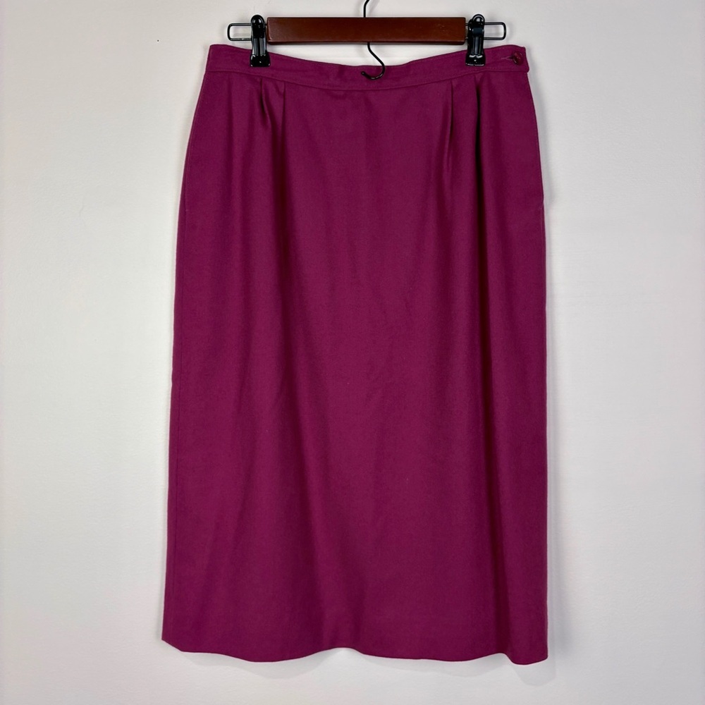 Pendleton 100% Wool Raspberry Pink Midi Skirt Cla… - image 2